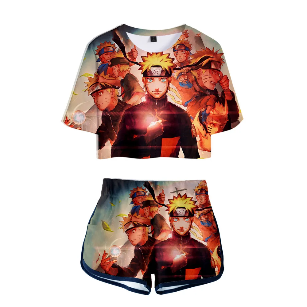 Naruto T Majica, kratke Hlače Boruto 3D Tiskanja Uzumaki Suknjič Uchiha Sasuke Akatsuk Poletna Obleka Ženske, Dekleta, ki Teče majica