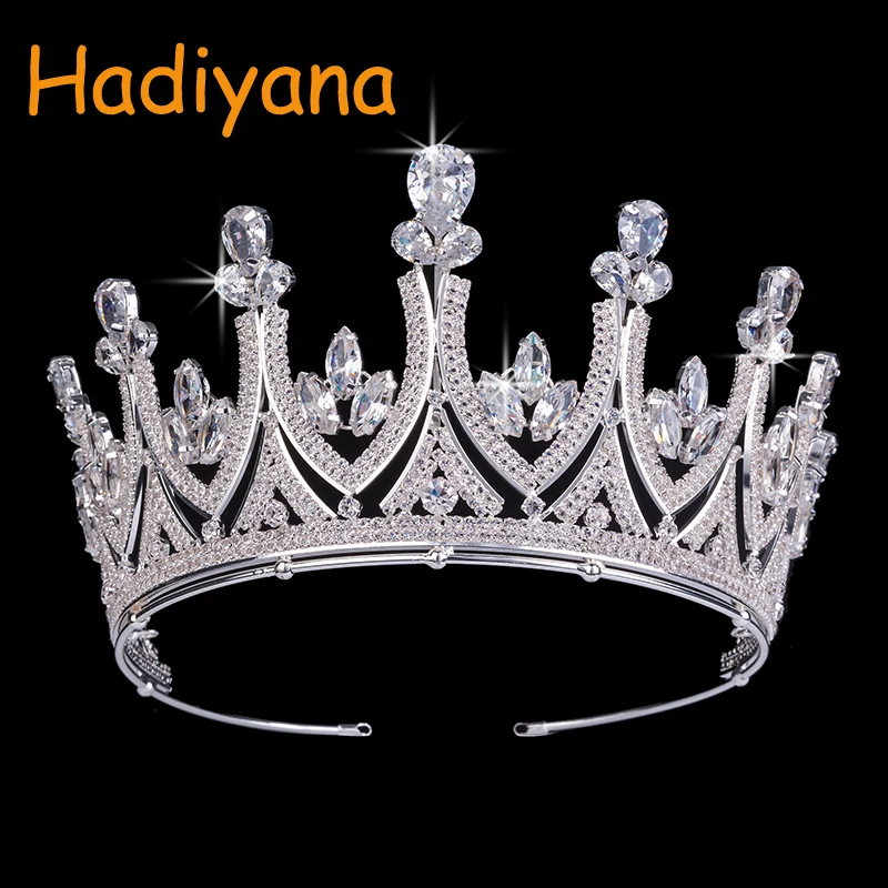Hadiyana Nove Poročne Lase Tiaras Baker CZ Kristalno Cirkon Princesa Lepotno Tekmovanje Krono Nakit Rumeno Zlato Poroko Kron BC3438