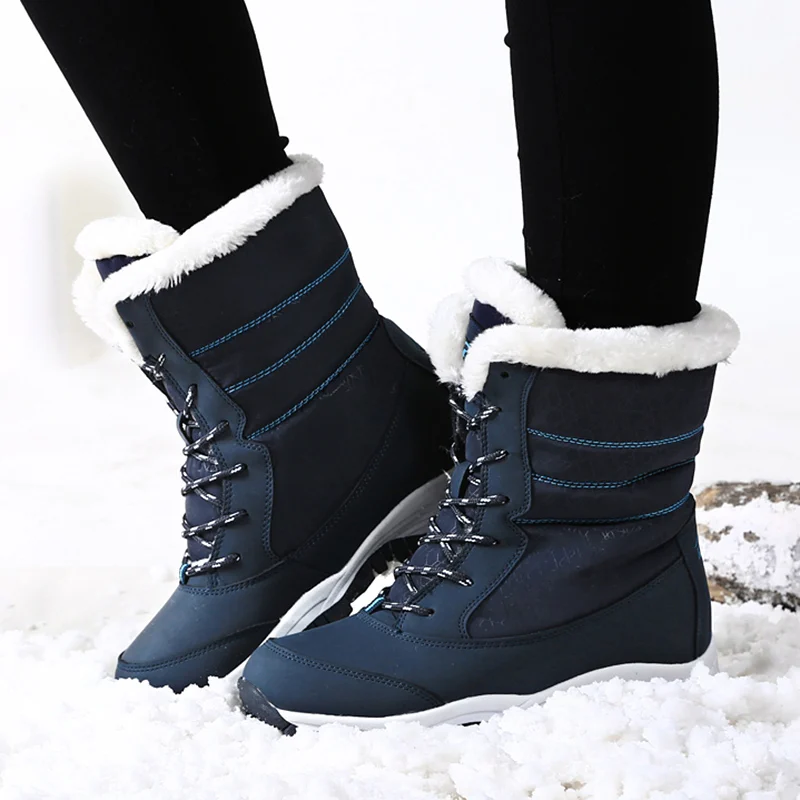 Ženske Škornji, Nepremočljiva Zimskih Čevljev Debel Plišastih Toplo Ženske Snow Škornji Non-slip Platformo Gleženj Škornji Botas Mujer Plus Velikost 42