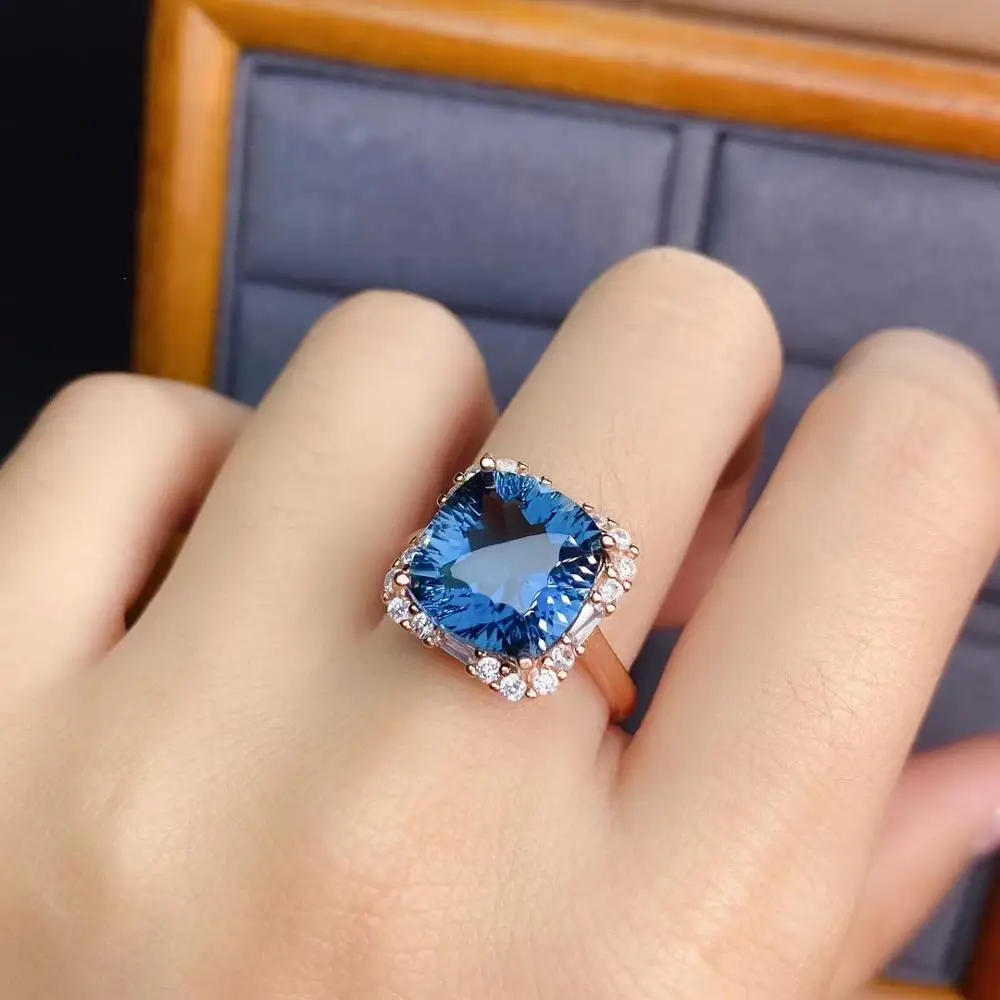 KJJEAXCMY fine nakit 925 sterling srebro vdelan naravnih modri topaz priljubljenih žensk nov prstan Podporo test vroče prodaja