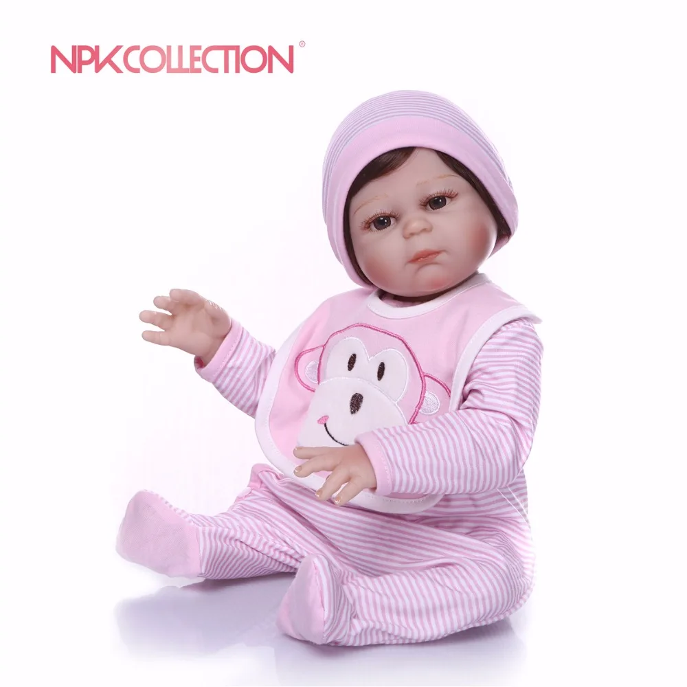 NPKCOLLECTION Polni Silikona Prerojeni Baby Doll otroci Soigralec Darilo Za Dekleta 46 cm Baby Doll Živ Mehka Igrača Za Šopke Lutka, ki so Prerojeni