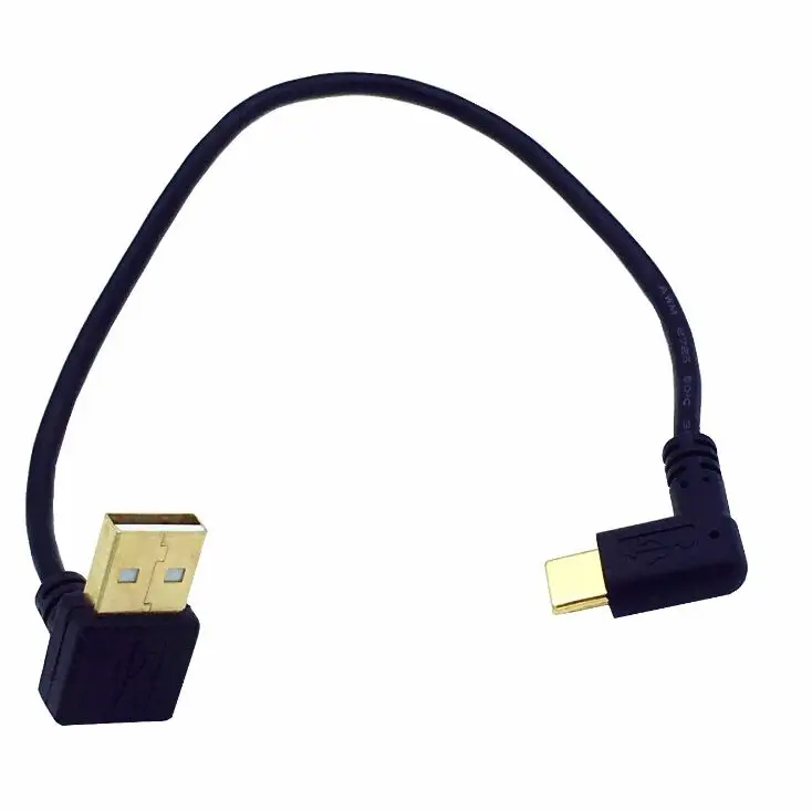 Pozlačeni 25 cm USB2.0 Vrsta-Moški kota USB3.1 Tip-C Moški Levo in Desno Kota USB za Sinhronizacijo Podatkov & Polnjenje Kabel