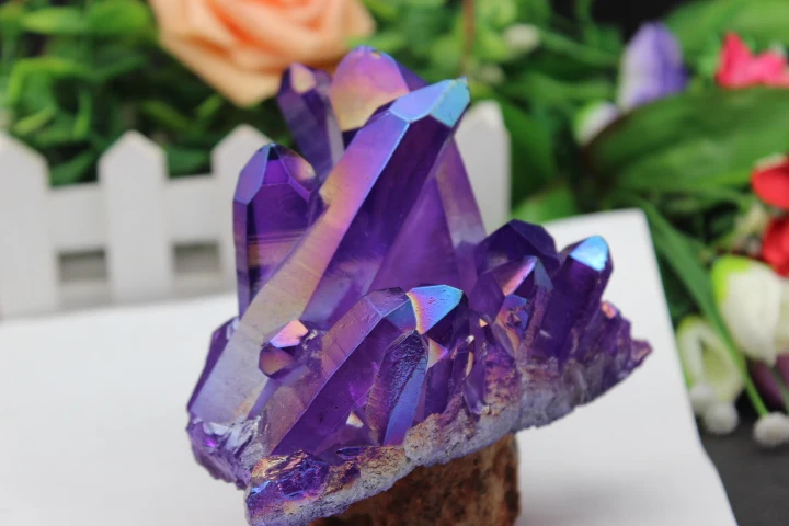603grams naravnih quartz crystal vijolično angel obroč vzorcu zdraviti C2