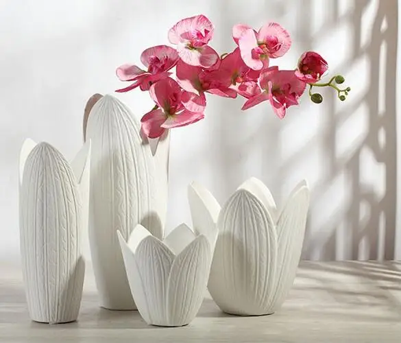 Beli venčni keramični ustvarjalne pogodbeno cvet vazo lonec doma dekor obrti soba dekoracijo obrt porcelan figurice