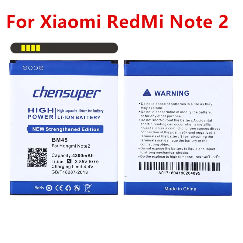 Novo chensuper BM45 baterija za Xiaomi Redmi Opomba 2 4300mAh baterija Za Redmi Note2 Prime Rdeči Riž Note2
