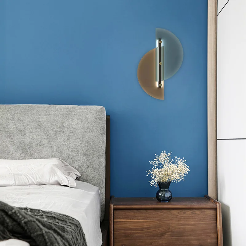 Post-moderne kreativne steklo barvno steno dnevne sobe lučka umetnosti postelji spalnica oblikovalec model soba stenska svetilka