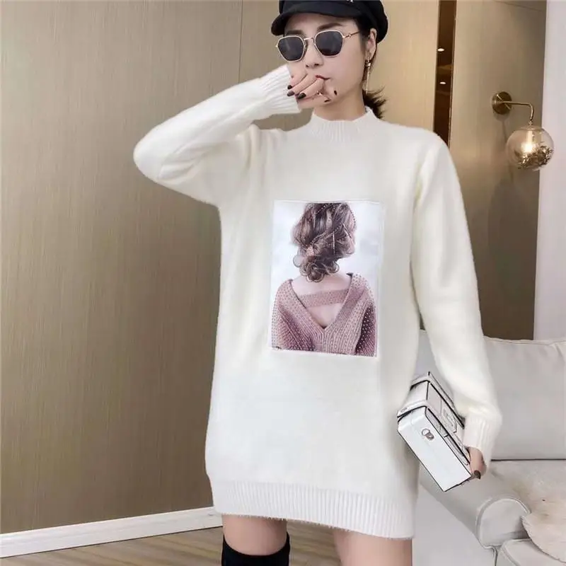 Imitacija mink žamet pol turtleneck pulover ženske jeseni in pozimi novi retro Hong Kong-okusom pulover plašč svoboden zunanji smo