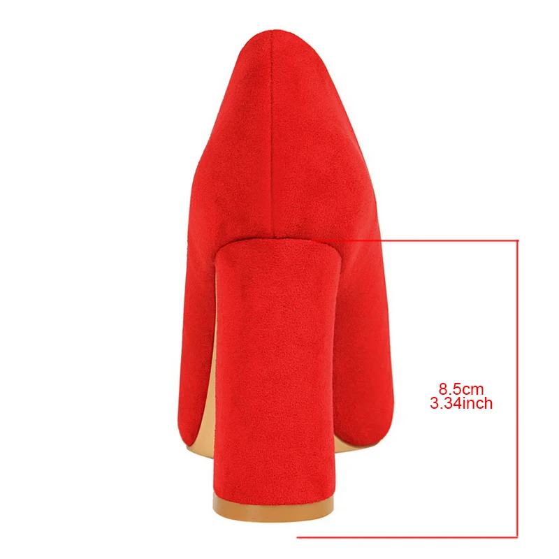 MAIERNISI Priložnostne Ženske v Visokih Petah Banket Ženske Črpalke 8,5 cm Kvadrat Z Modnih ženskih Čevljev, ki Lady Stilettos Rdeča