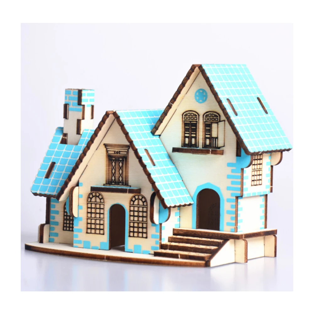DIY Model igrače 3D Lesene Puzzle modre sanje koči Leseni Kompleti za Izobraževalne Puzzle Igra Montaža Igrače Darilo za Otroke, Odrasle P4