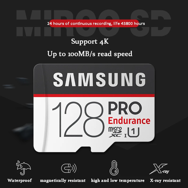 SAMSUNG PRO Vzdržljivosti TF Kartico 32GB 64GB 128GB Micro sd Kartico Class10 MicroSDXC UHS-1 4K Pomnilniško Kartico 100MB/s