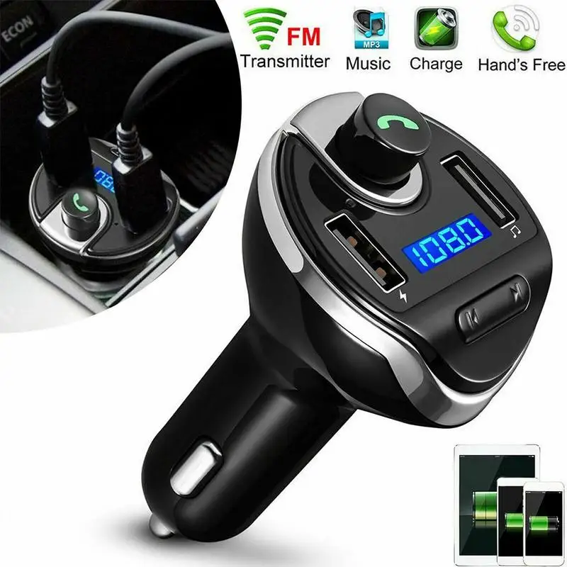 UKV-Oddajnik Hands-free (prostoročni Telefon Klicanje Bluetooth Avto FM Modulator MP3 Radio Adapter za Vozilo Hitro Usb Polnilnik z Dvojno Vrata USB