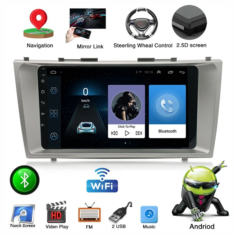 1+16 G 9 inch Android 9.1 2 Din Avto GPS Stereo Radio Predvajalnik za Toyota Camry 2007-2011