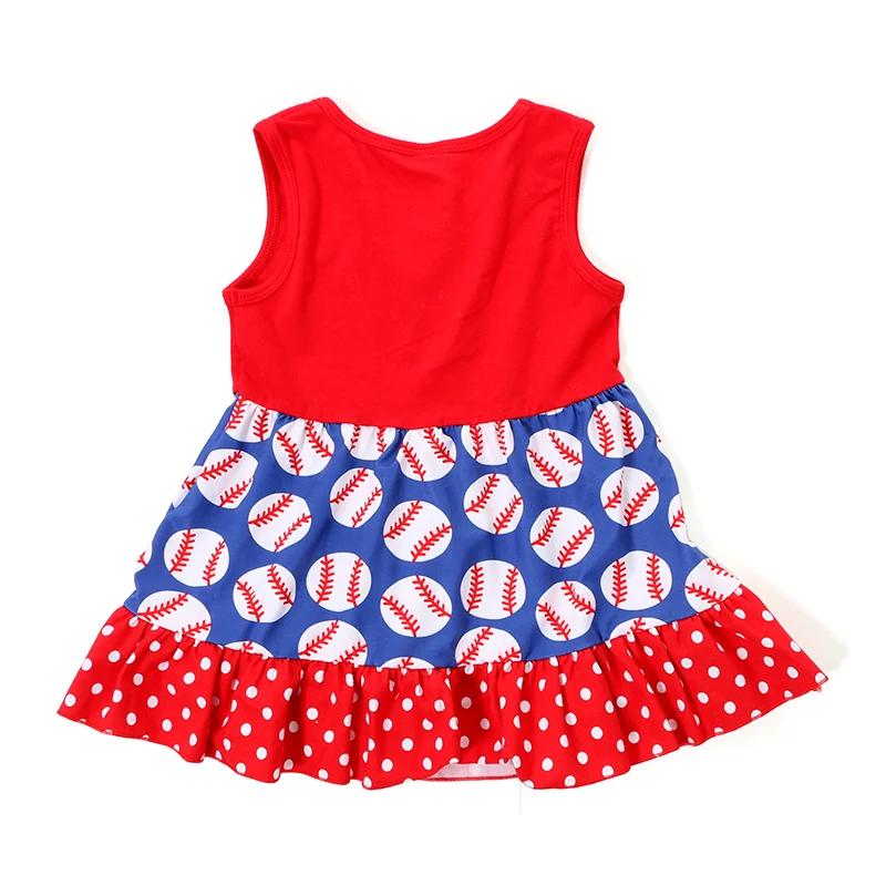 2017 Baseball Obleko Malčka, Girl Obleke Poletje Obleko Otroci oblačila Rdeče barve Royal Modra Bela Baseball Obleke