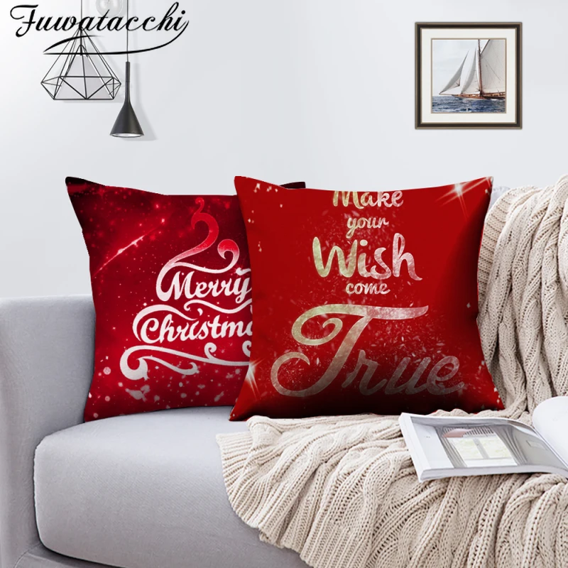 Fuwatacchi Red Xmas Gift Blazine Pokrov Božično Drevo Natisnjeni Pillowcases Za Domači Kavč Avtomobilski Sedež Padec Okraski Blazine, Prevleke