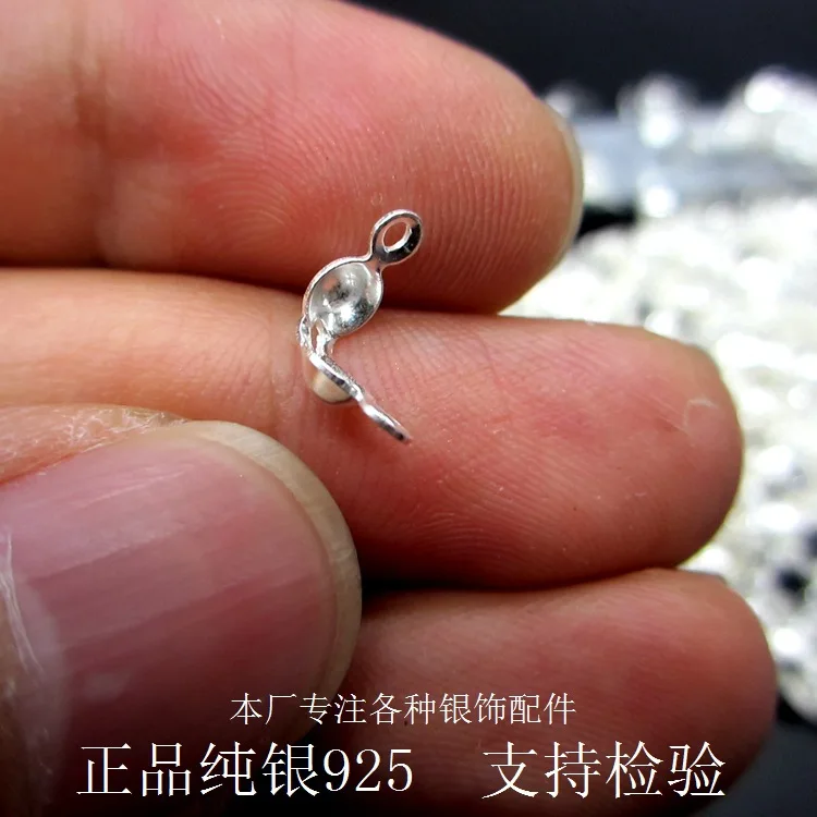 925 Srebro koncu kroglice sredstev žice zapirali vrv koncu sponke 3 mm/4 mm, DIY nakit dodatki 10pieces Y0121