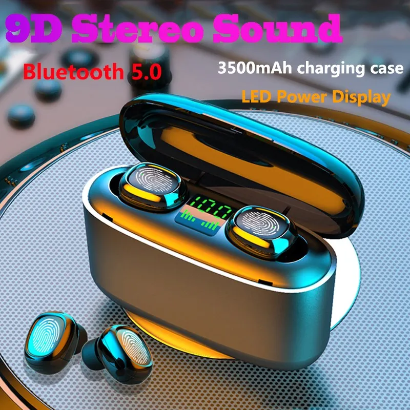 TWS Bluetooth Slušalke 5.0 Brezžične Slušalke Polnjenje Box Šport Vodotesne Slušalke v Uho Brsti z Mikrofonom za IPhone Android