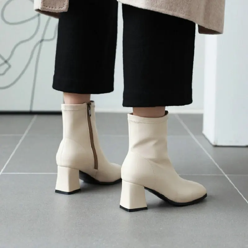 ZawsThia barva škornji škornji ženski modni stezi blok visokih petah škorenjčke za ženske zimske martin čevlji velike velikosti 43