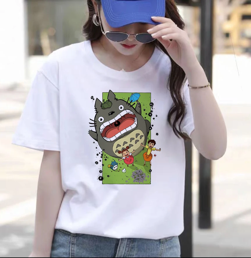 Totoro T Shirt Kawaii Studio Ghibli Harajuku Ženske T-shirt Poletje Kratek Rokav Luštna Ženska Ulzzang Japonski Anime Tee Vrhovi