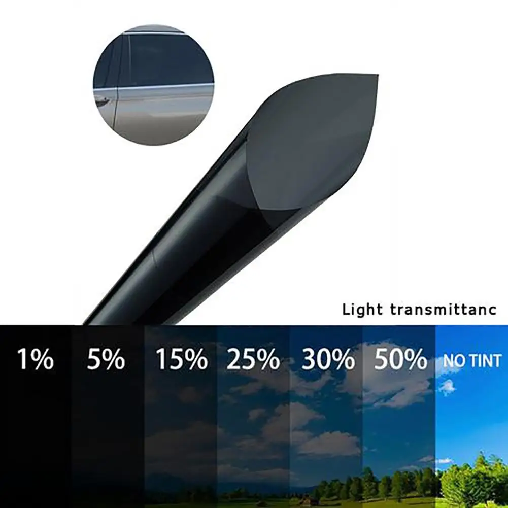 50*600cm Black VLT Auto Avto Okno Niansiranje Film Rol Anti-scratch Strani Okna, Sončne UV Zaščita Izolacija Nalepka