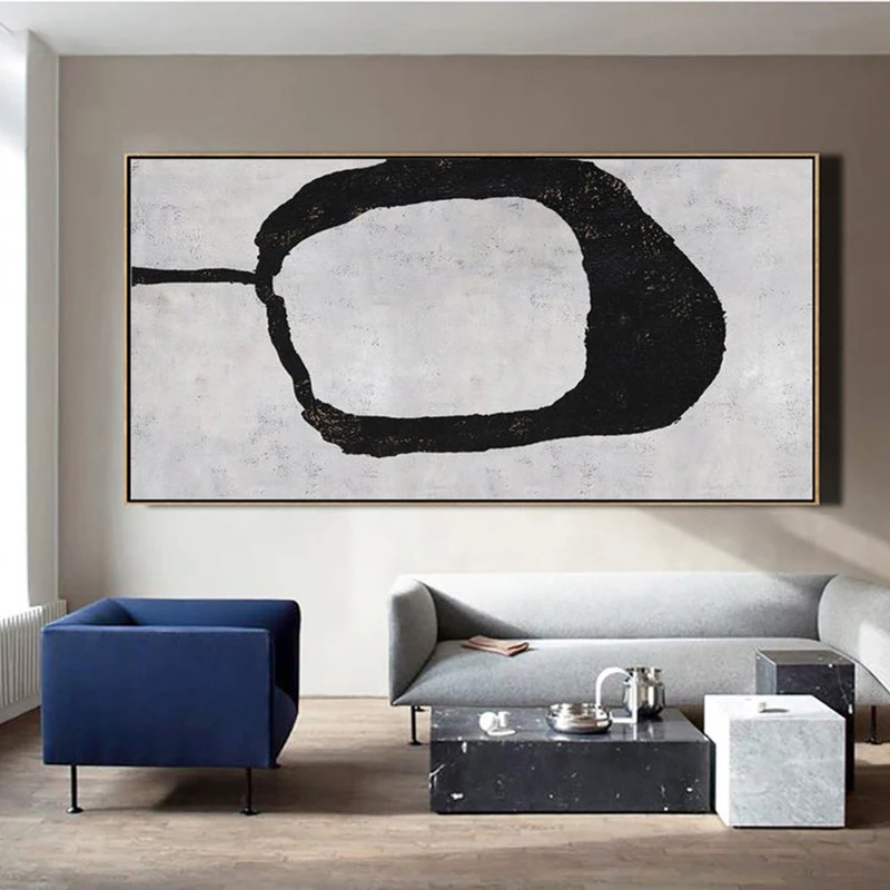 Platno Umetnost, Slikarstvo Minimalno Umetnosti Črno Bel Abstraktnega Slikarstva Horizontalno Wall Art Platno Slikarstvo