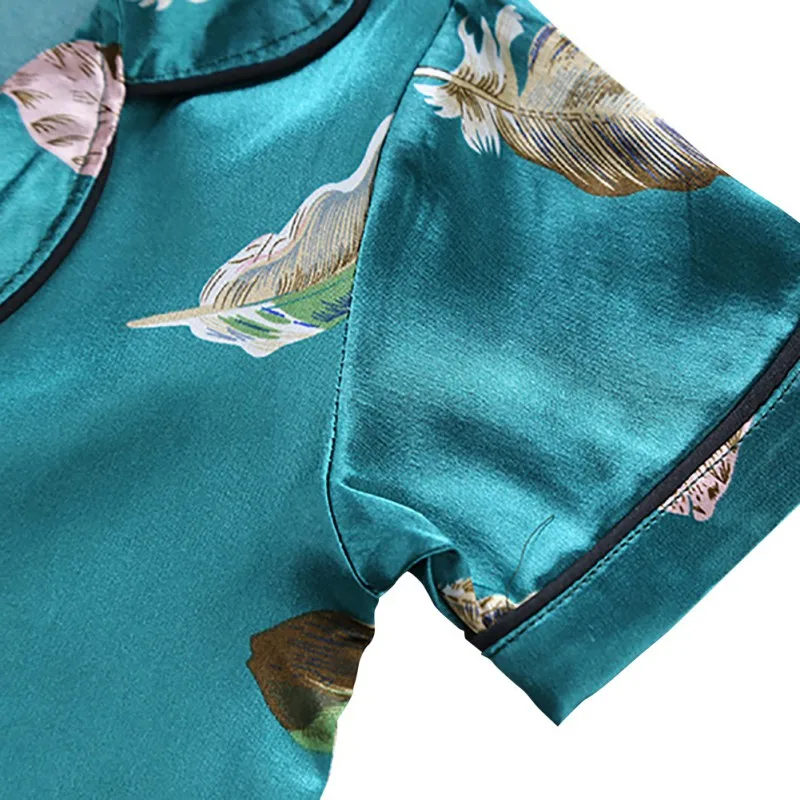 Otroci Baby Pajama Kompleti za Fante, Dekleta, Risanka Pero Tiskanja Obleke Nastavite Kratek Rokav Bluzo Vrhovi+Hlače Sleepwear Pižami