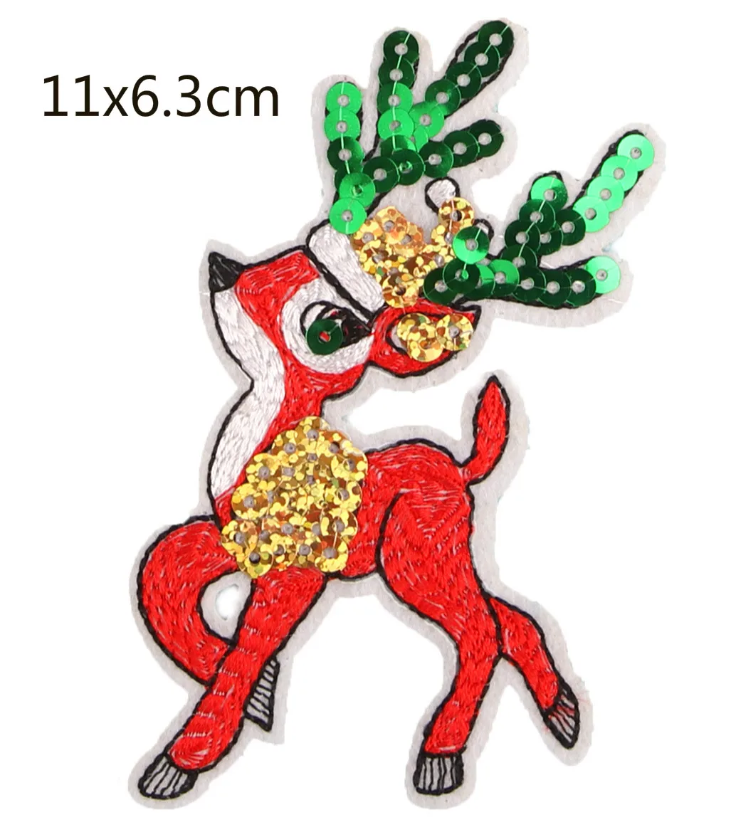 Risanka Božič Jelena Čevlji Vezene Poglavje Vezenje Krpo Nalepke Sequined Dekorativni Dodatki Za Oblačila