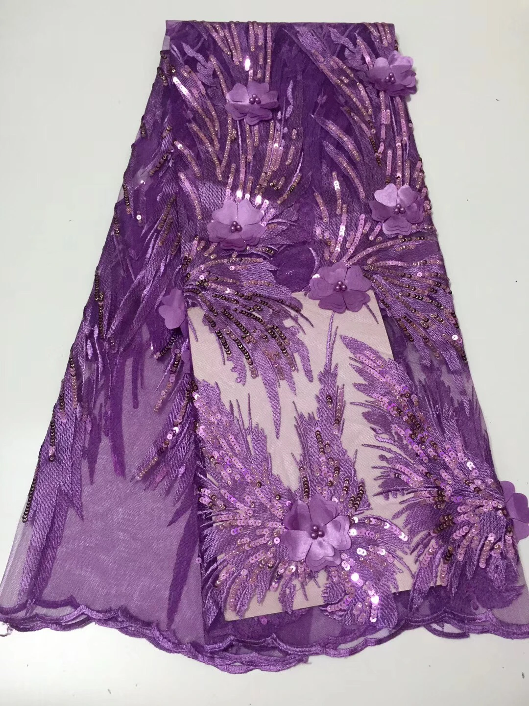 Afriške til tkanine, čipke z biseri, zaporedje Nigerija tkanine, vijolična francoski neto čipke za lady CD2986