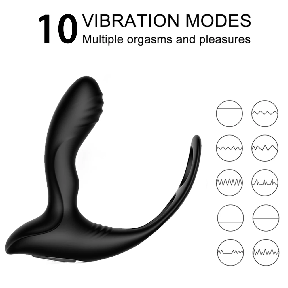 10 Hitrost Daljinski Nadzor Ogrevanja Analni Dildo, Vibrator Prst Prostate Massager Z Penis Scotum Obroč Spolnih Igrač za Moške Masturbator
