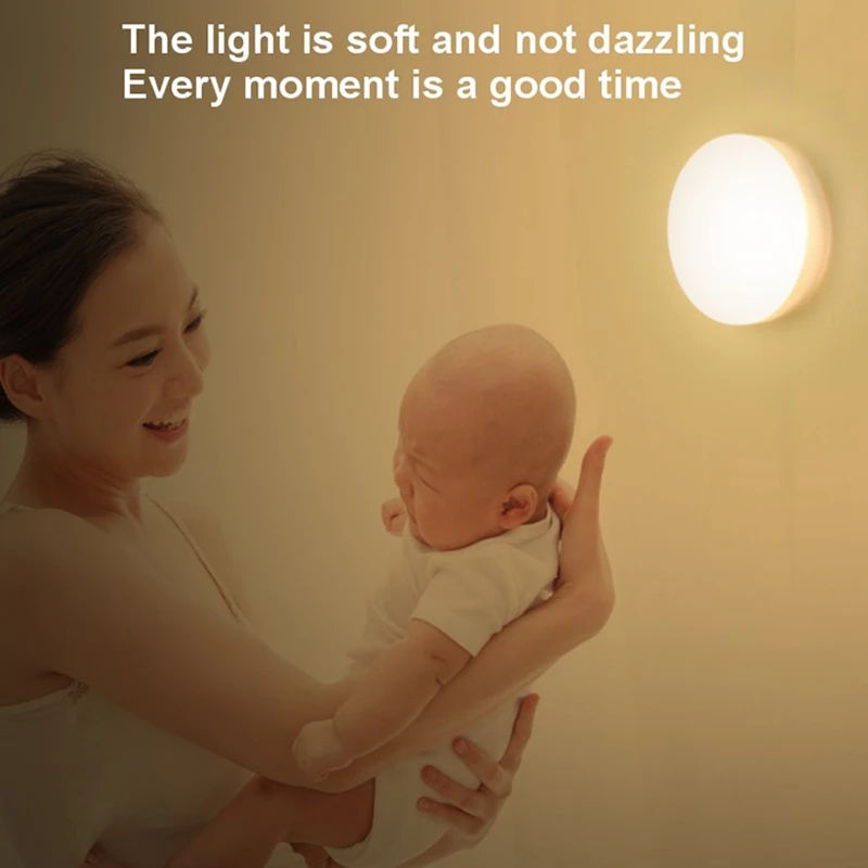 Usb-Za Polnjenje Lučka Led Pritisnite Noč Svetlobe Postelji Otroka Dojenje Wc Vrata Spalnice Senzor Gibanja Za Ponovno Polnjenje Brezžične Mini