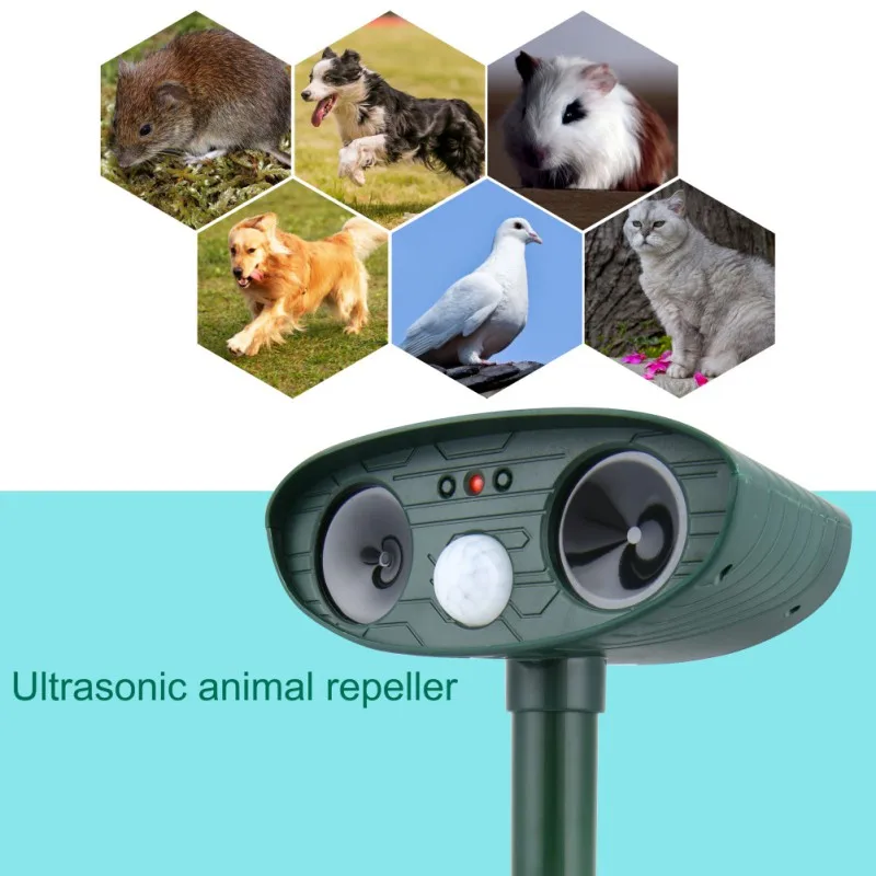 Sončne Ultrazvočno Repeller Za Odvračanje Škodljivcev Prostem Vrt Mačka Infrardeči Senzor Živali Repelenti Ima Ultra Sonic Repeller