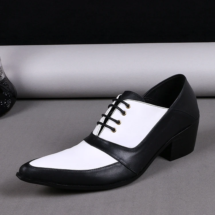 Črno belo mešano barvo moški čevlji pravega usnja oxfords za stranko obleko poroko klasična opozoril prišije oxford
