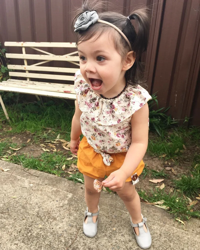 Nov poletni Kratek rokav, kratke hlače dva dojenčka dekleta cvjetnim slog obleko generacije vroče slog k1