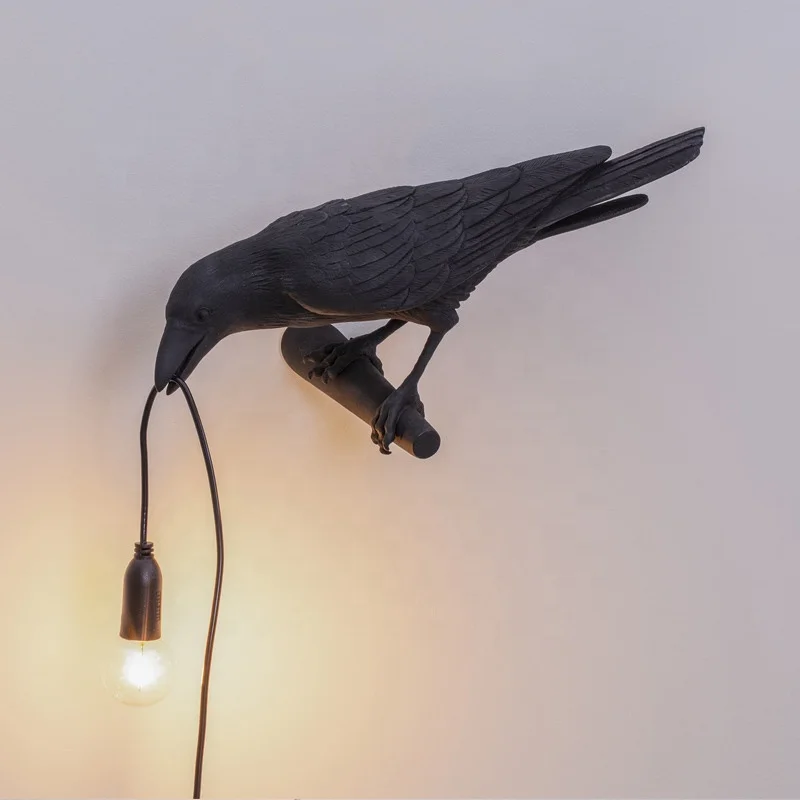 Ptica namizne Svetilke italijanski Seletti Ptica Svetilka Moderne Smolo Vrana Desk luči za dnevno Sobo, Spalnica tanke Stene Rov Home Art