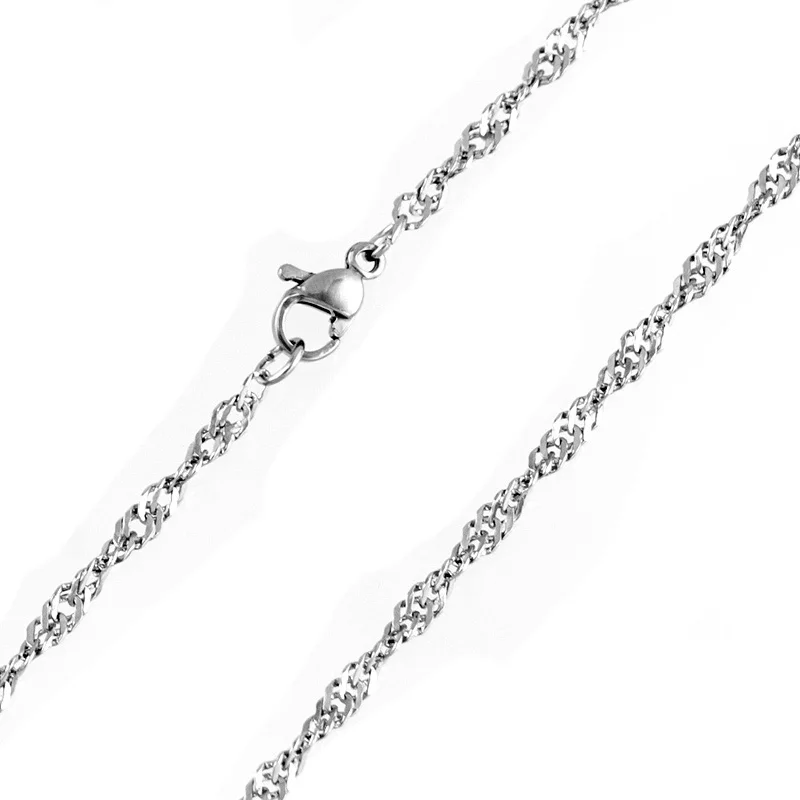 DIY Nakit ogrlica 2,4 mm val Verige Twisted Singapur Verige jeklene ogrlica Z Jastog Zaponko iz Nerjavečega Jekla 10pcs debelo