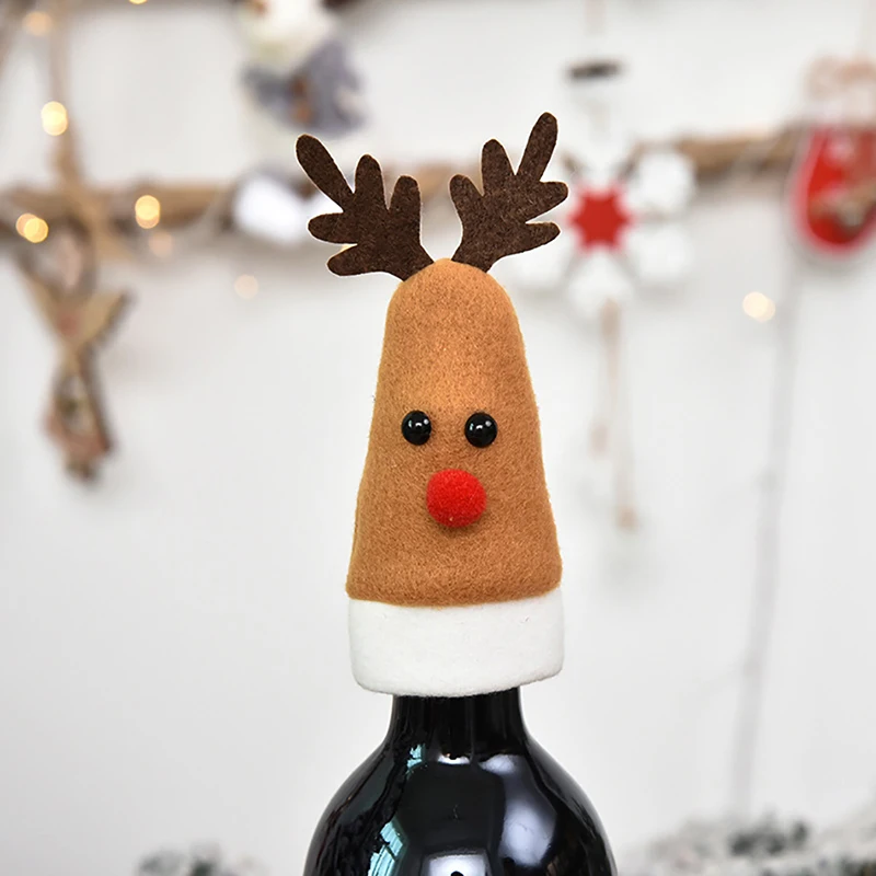10PCS Božič Vina, Steklenico Kritje Elk Steklenico Šampanjca Klobuk Tabela Dekoracijo Božič, Rdeče Vino, Steklenica Zajema Vrečko