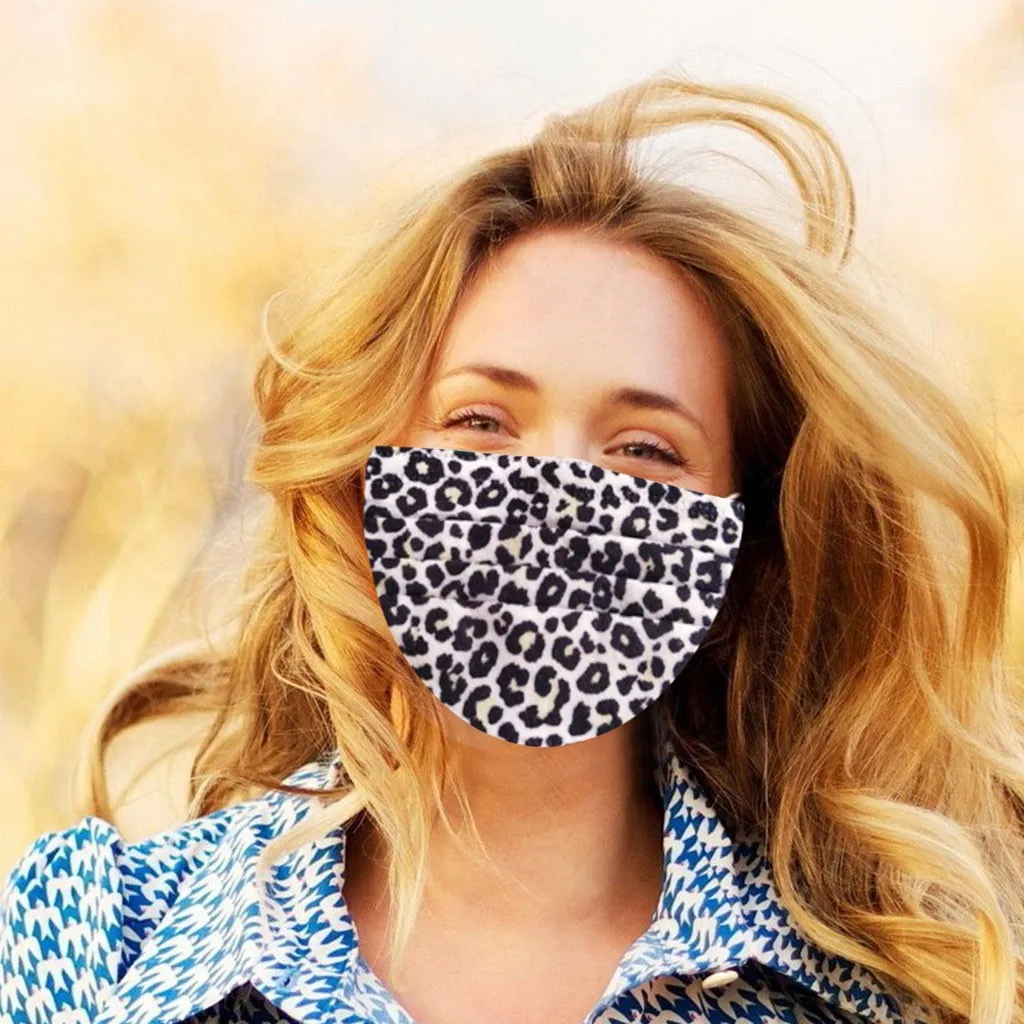 10pcs Razpoložljivi za boj Proti Onesnaževanju Prah Zaščitno Masko moda Leopard Tiskanja Tkanine 3 plast usta kritje bombaž Maske ženske