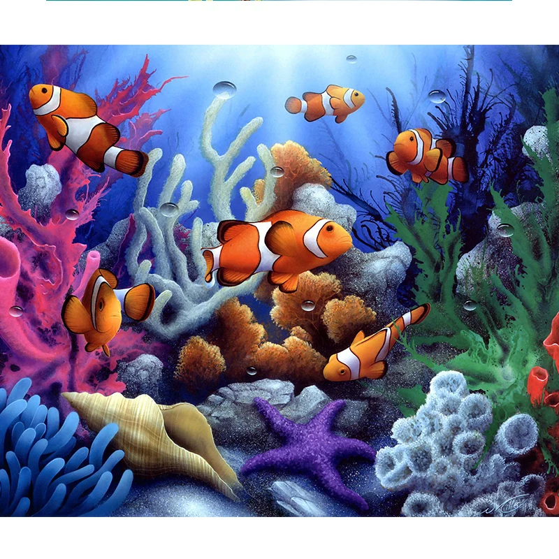 Podvodni svet 5D DIY Diamond Mozaik Slikarstvo Diamond Vezenje slikarstvo Klovn ribe Navzkrižno šiv sliko Dom dekor