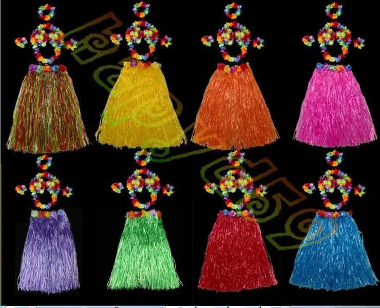 12sets 60 CM 6PCS/set Plastičnih Vlaken Ženske Travo Krila Hawaiian Hula Krila nastavite navijačice kostume Dame Oblačenja Up