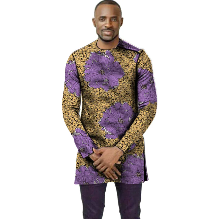 Afriške shirt O-vratu moški modni dashiki tiskanje po meri made dolg rokav Ankara vrhovi moške Afriška oblačila padec ladijskega prometa