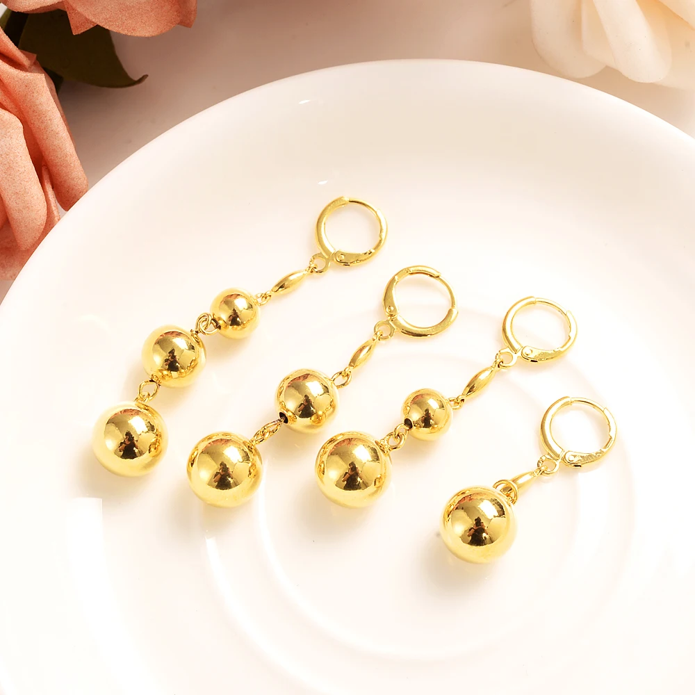 Zlato Barvo Nakit Modni Lepe kroglice žogo spusti Uhani Božično Darilo Za Dekleta, Otroci Lady poroka poročni stranka nakit
