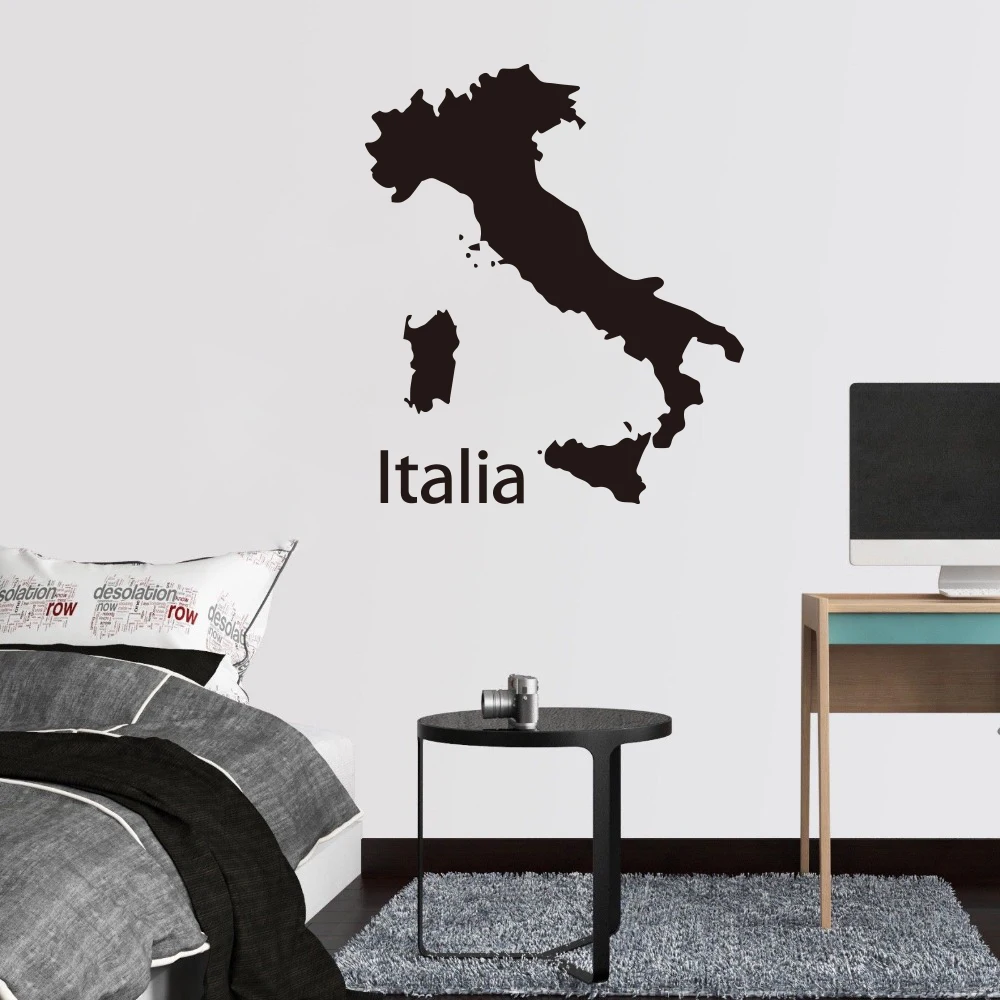 Italija zemljevidu sveta Doma Dekor Stenske Nalepke, Primeren za Vrtec Za Otroke, Soba, dnevni prostor Kavč ozadju Vinil Stene Decals je S229