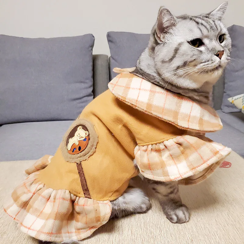 Mačka obleke nove jeseni in pozimi toplo študent kave predalčni nosi nahrbtnik krilo