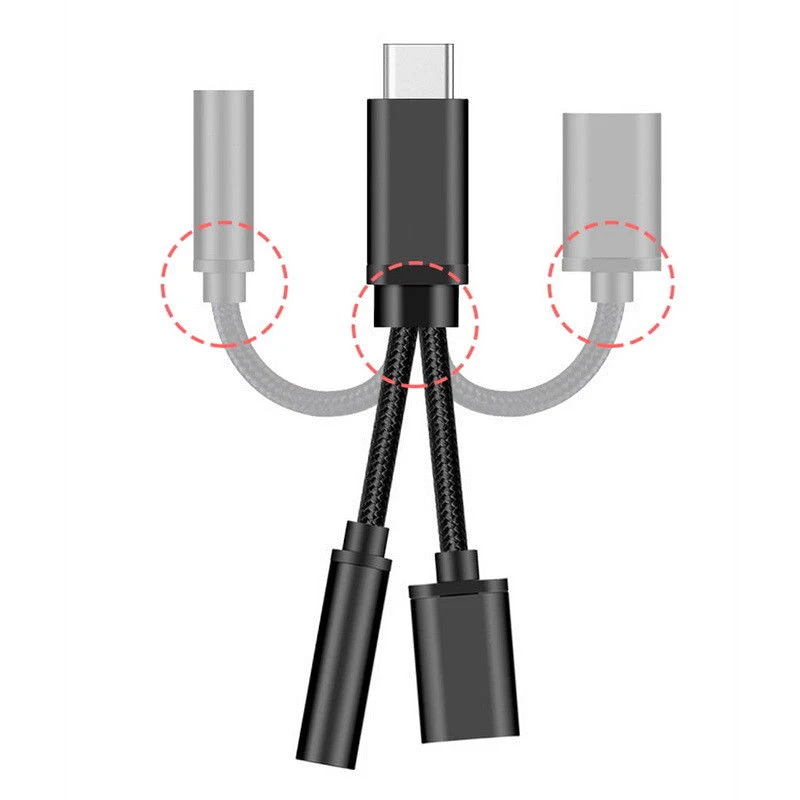2 In1 USB-C TypeC, Da 3.5 mm Aux Audio Kabel za Polnjenje Adapter Y Slušalke Cepilec Za Xiaomi Za Huawei Samsung, Tip-C Converter