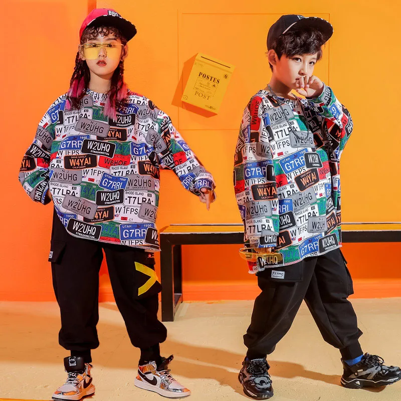 Moda Jazz Ples Kostum Otroci Tiskanje Hip Hop Street Dance Fazi Rave Obleke Ples Praksi Uspešnosti Oblačila DC3243