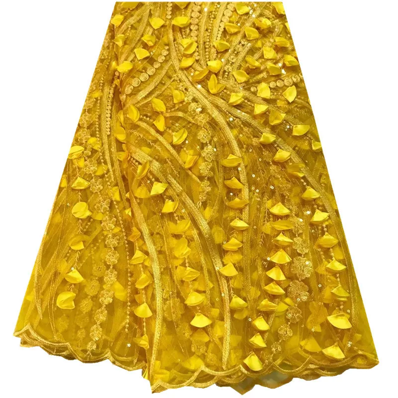 3D Cvet Sequins Očesa Tkanine, Čipke Gold Line Guipure Kamni Čipke Za Afriške Indiji Ženske Poročno Obleko Tkanine 3D Til Čipke