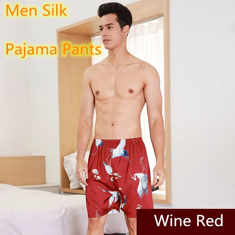2020 Moške Pižame Moški Saten Svila Pyjama Hlače Poleti, Homewear Spanja Dna Salon Kratke Hlače Sleepwear Elastični Pas