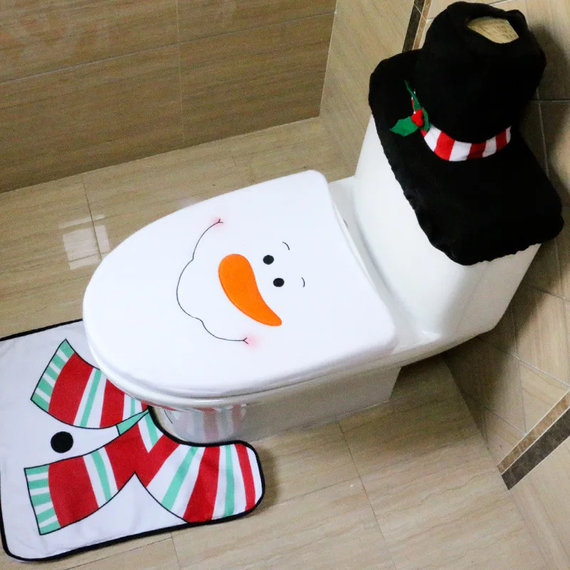 3pc Božični Okraski Za Dom Dekoracijo Izdelkov Closestool Set WC Izvirnost Ureditev Obleko Gor Božični Okrasek