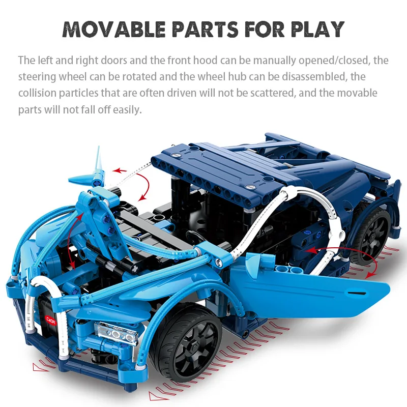 Cada 419PCS RC Modra Športnih Dirkalnih Avtomobilov DIY Model gradniki Za Mesto Tehnika Daljinsko upravljanje Vozila, Igrače za Otroka