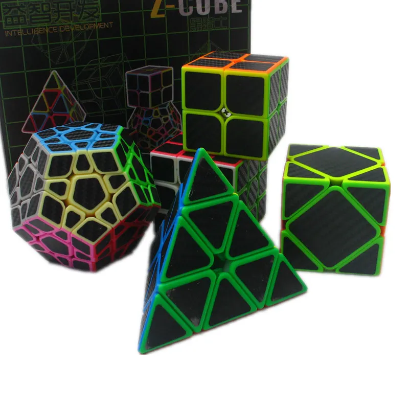 5pcs/set Pisane Ogljikovih Vlaken Magic Cube Nastavite 3x3x3 Hitrost Puzzle Trikotnik Dodecahedron Os Ogledalo Kocka Otroci Igrače