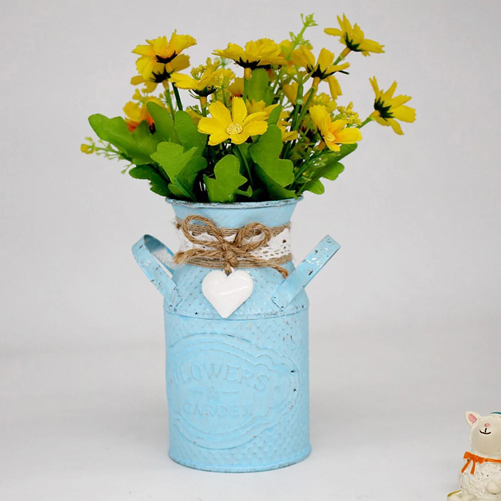 Cilindrične Cvetlični Lončki Sajenje Železa Vrč z Ročaji DIY notranja Oprema Trgovina Art Sočna Rastlin Vaza Doma Dekor